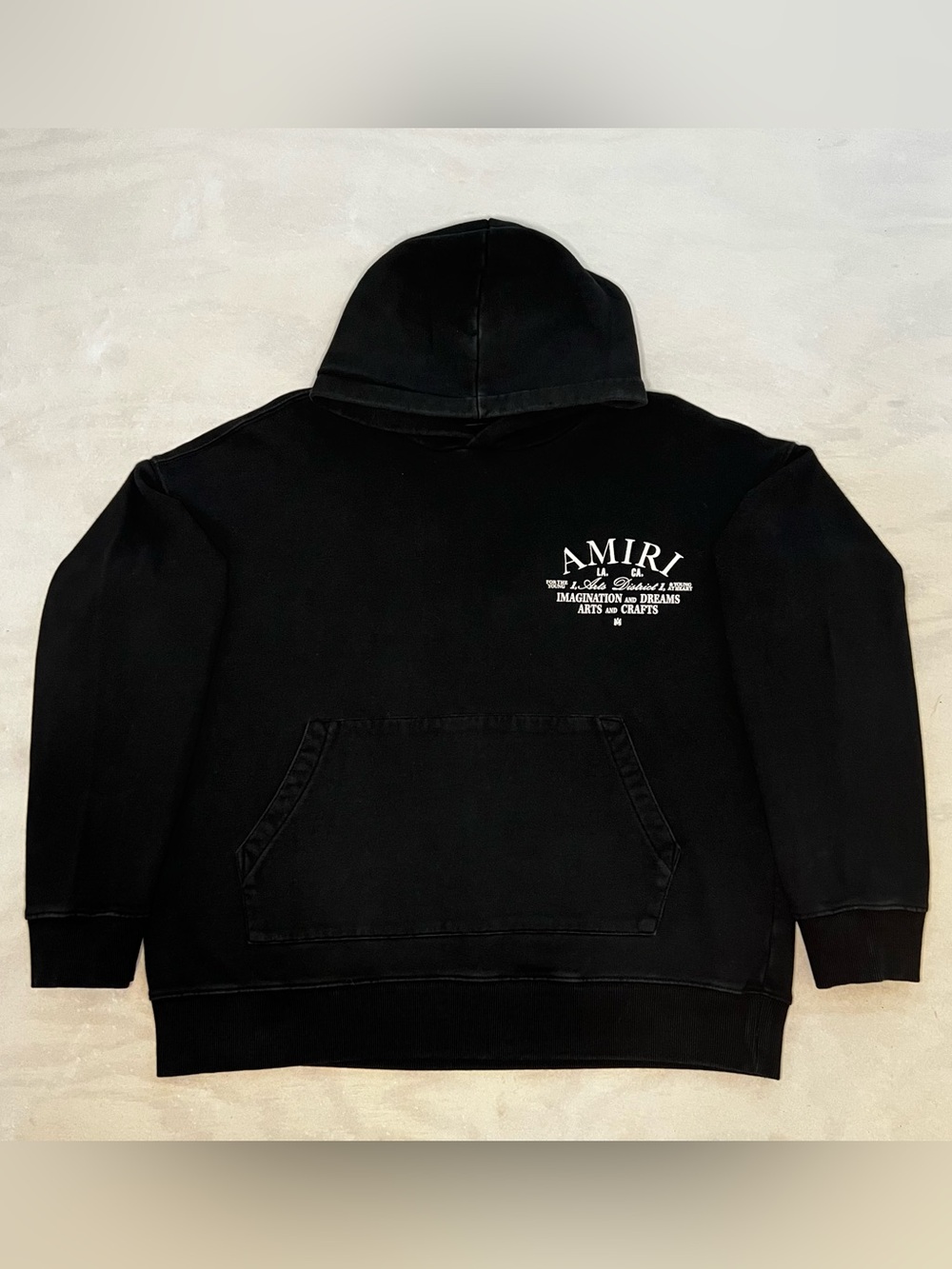 AMIRI Arts District Crafts Hoodie Black Size L Heavyweight Vintage Wash Logo⁠